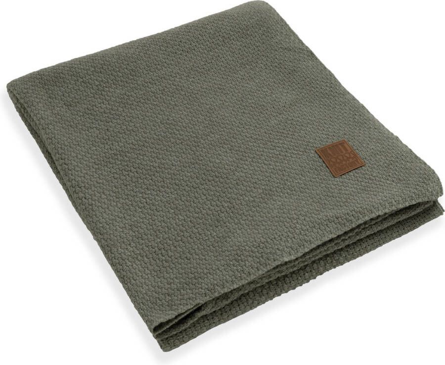 Knit Factory Jesse Gebreid Plaid XL Woondeken plaid Wollen deken Kleed Urban Green- 195x225 cm