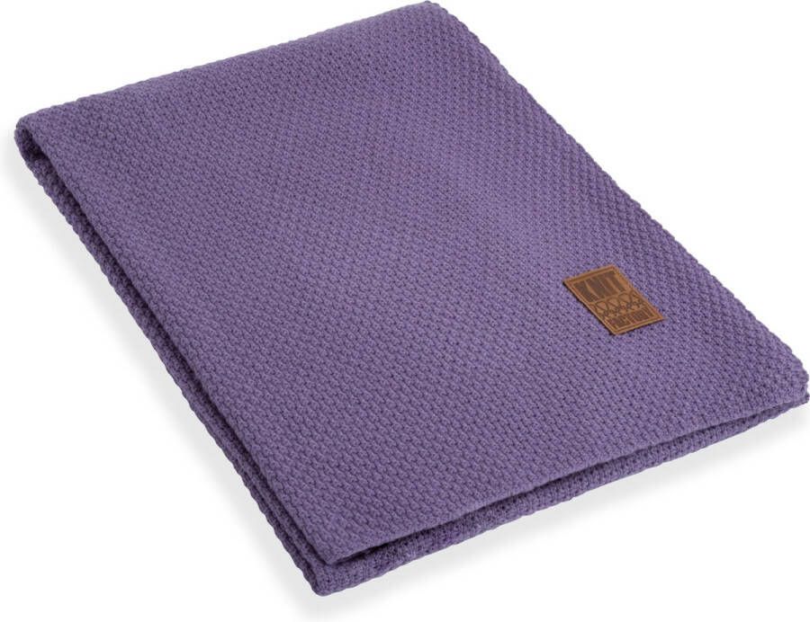 Knit Factory Jesse Gebreid Plaid Woondeken plaid Wollen deken Kleed Violet 160x130 cm