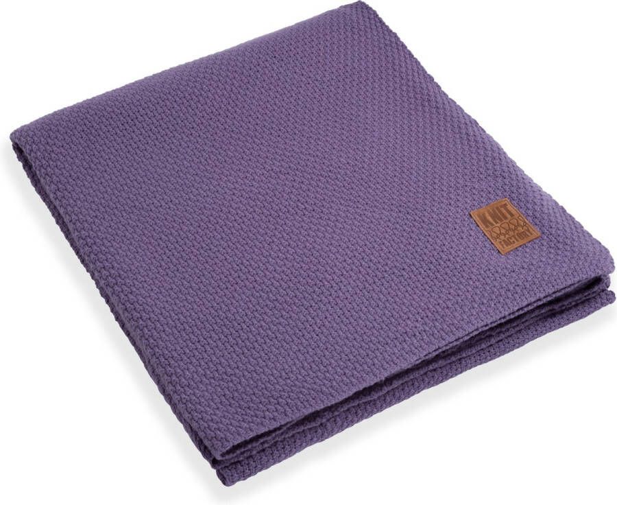 Knit Factory Jesse Gebreid Plaid XL Woondeken plaid Wollen deken Kleed Violet 195x225 cm