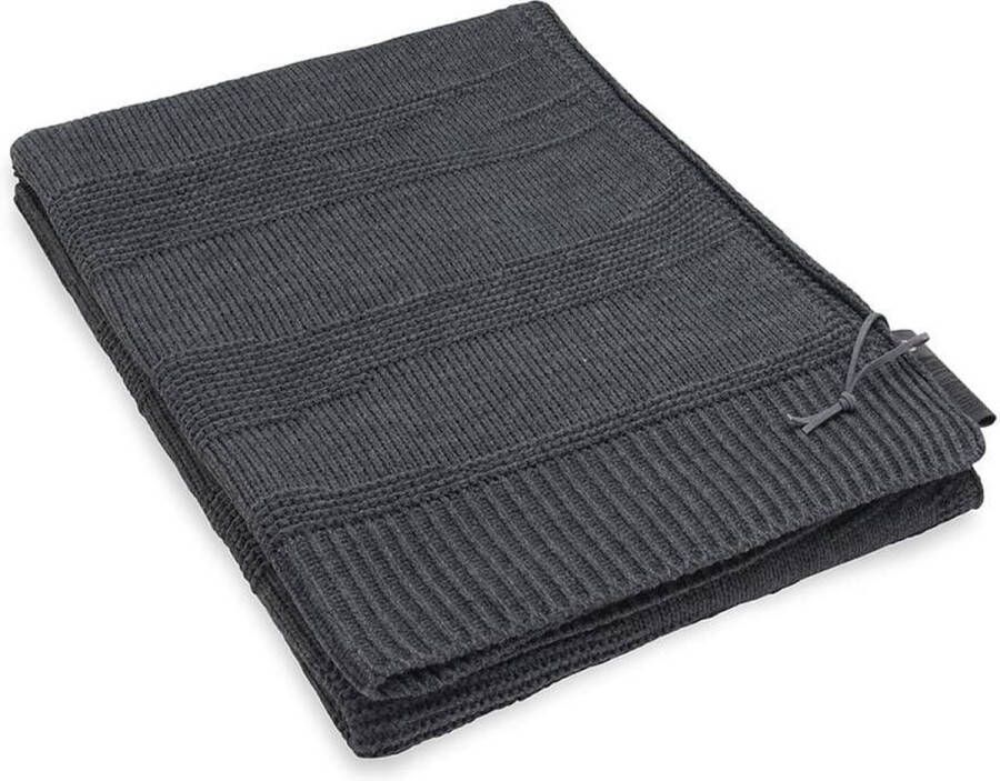 Knit Factory Joly Gebreid Plaid Woondeken plaid Wollen deken Kleed Antraciet 160x130 cm