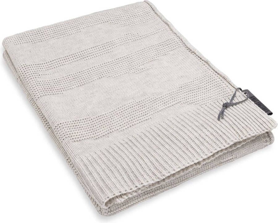 Knit Factory Joly Gebreid Plaid Woondeken plaid Wollen deken Kleed Beige 160x130 cm