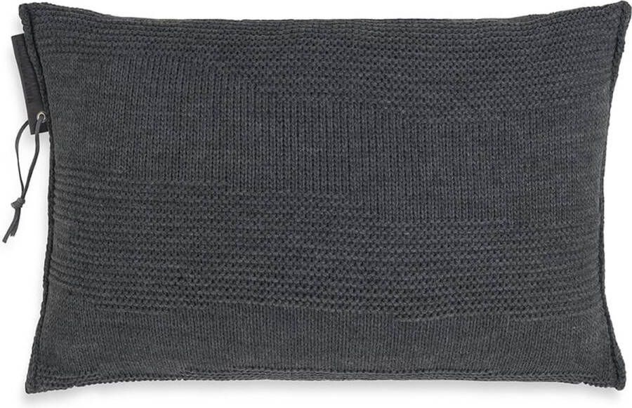 Knit Factory Joly Sierkussen Antraciet 60x40 cm Kussenhoes inclusief kussenvulling