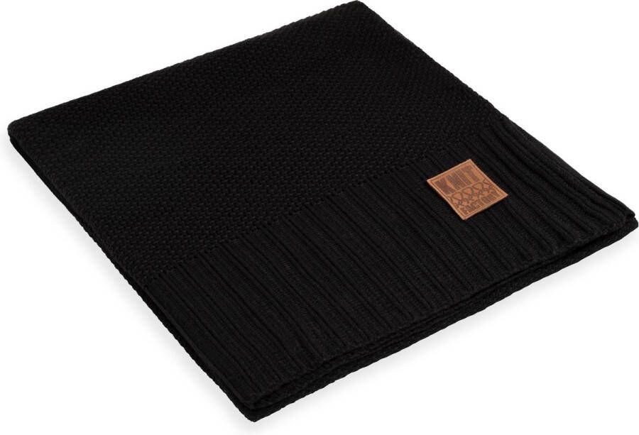 Knit Factory Lynn Gebreid Plaid Woondeken plaid Wollen deken Kleed Zwart 160x130 cm