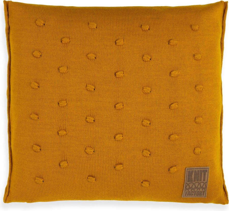 Knit Factory Noa Sierkussen Oker 50x50 cm Kussenhoes inclusief kussenvulling