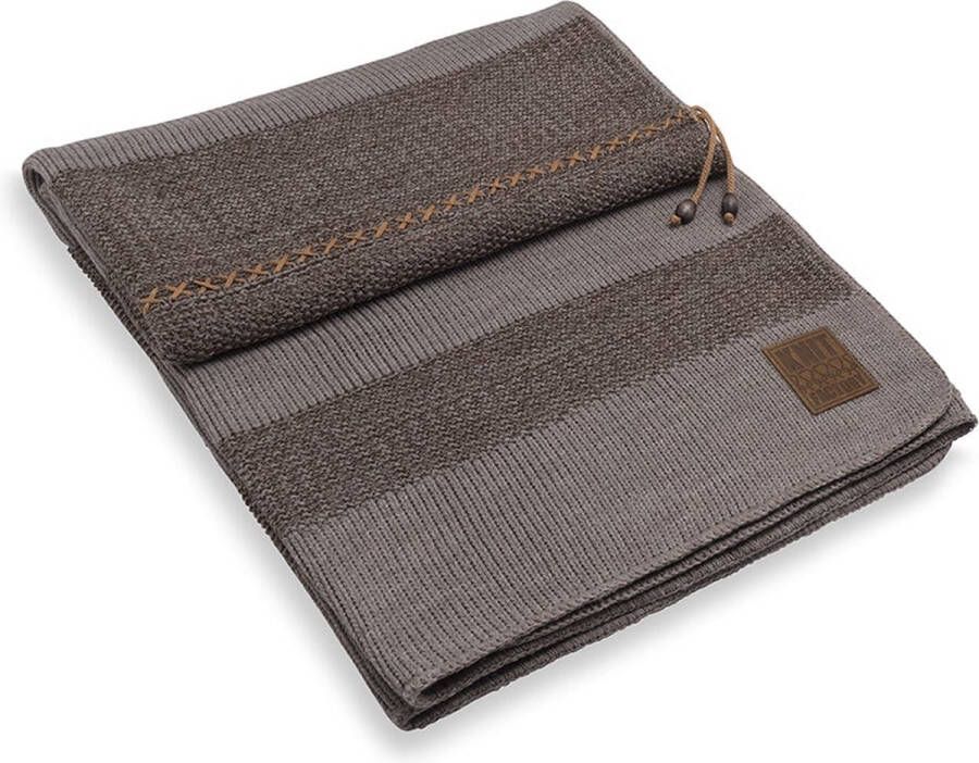 Knit Factory Roxx Gebreid Plaid Woondeken plaid Wollen deken Kleed Bruin Taupe 160x130 cm