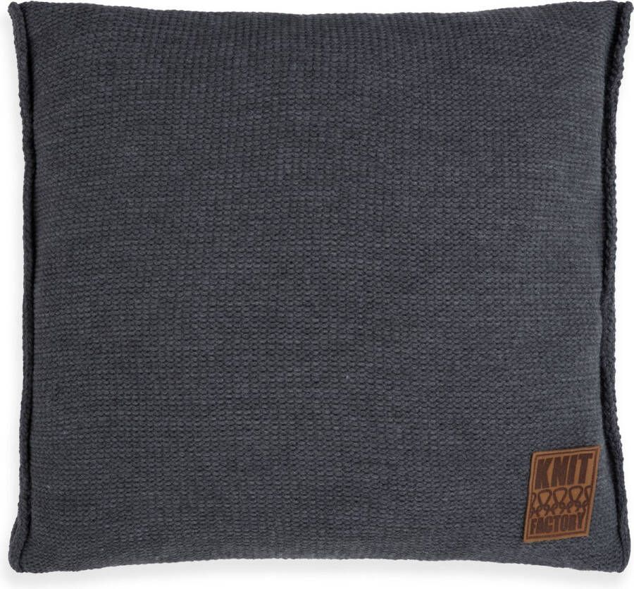 Knit Factory Uni Sierkussen Antraciet 50x50 cm Kussenhoes inclusief kussenvulling