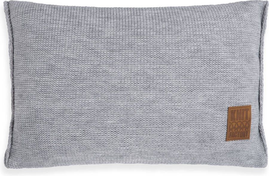 Knit Factory Uni Sierkussen Licht Grijs 60x40 cm Kussenhoes inclusief kussenvulling