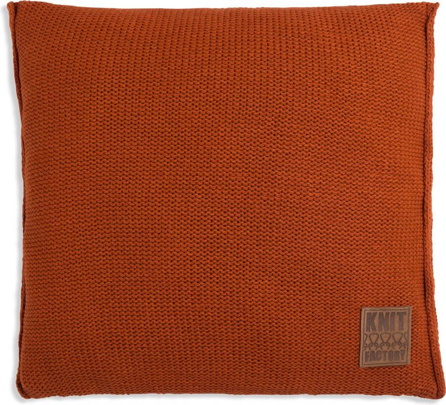 Knit Factory Uni Sierkussen Terra 50x50 cm Kussenhoes inclusief kussenvulling