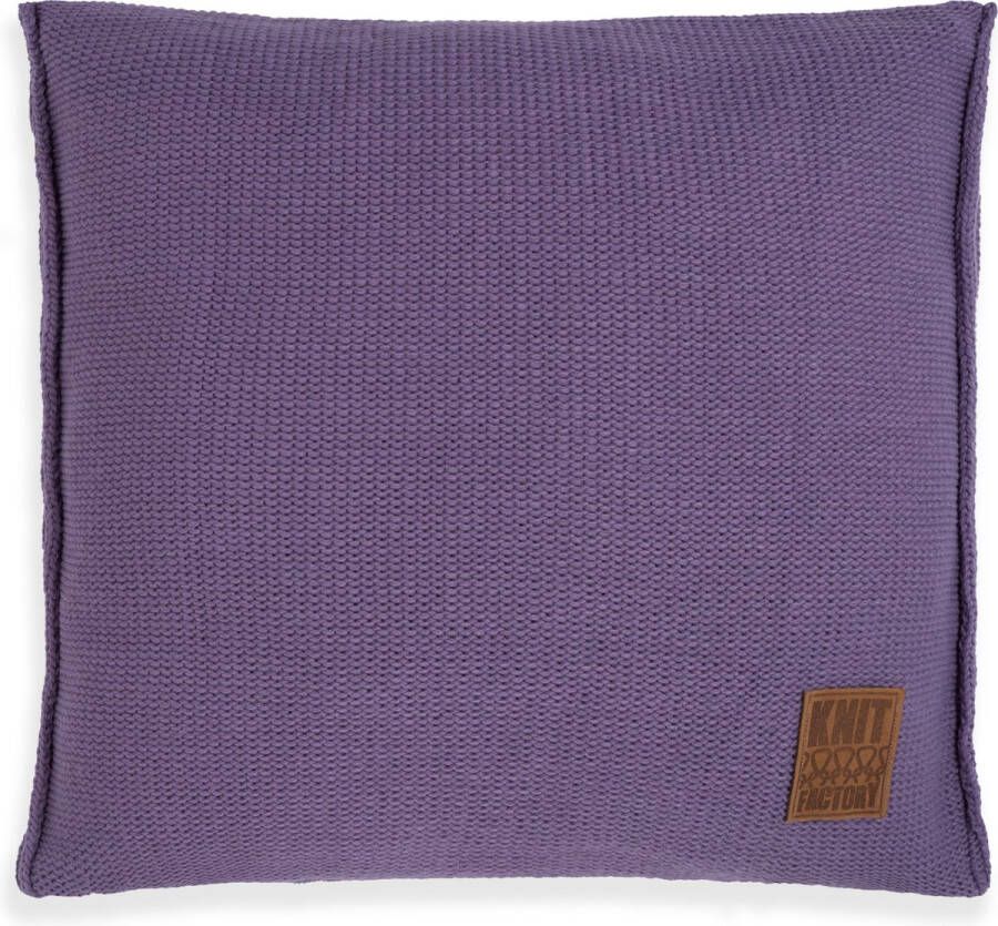 Knit Factory Uni Sierkussen Violet 50x50 cm Kussenhoes inclusief kussenvulling