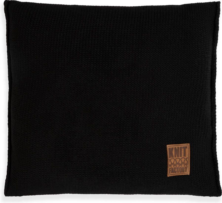 Knit Factory Uni Sierkussen Zwart 50x50 cm Kussenhoes inclusief kussenvulling