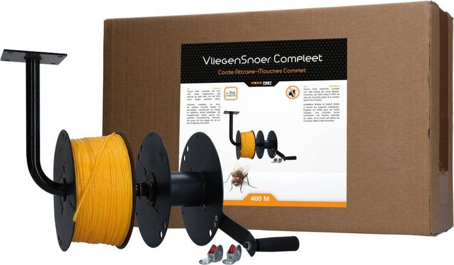 Knock Pest Control Knock Pest Complete Set Vliegenlint – 400 Meter – Vliegenbestrijding – Vliegenvanger Plakstrip Gifvrij – Met Kleefstof en Lokmiddel – Geel – Langdurige Bescherming – Effectief – Veilig voor Huisdieren en Kinderen