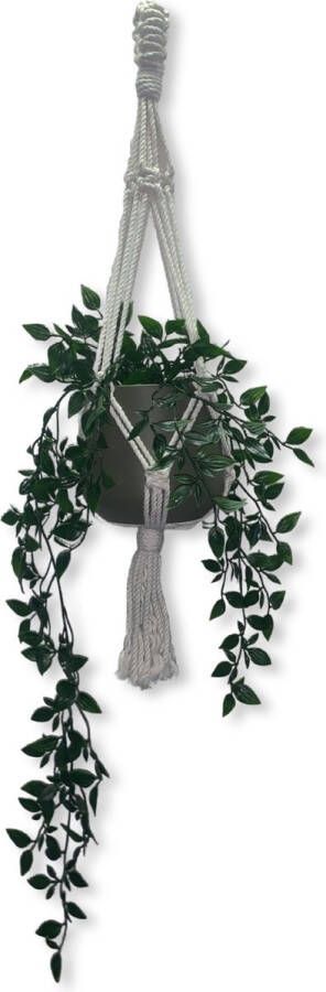 Knoopies Plantenhanger 'Funky' Gebroken Wit 75 cm Katoen Macramé Handgemaakt in Nederland- Let op: Excl. Pot Gratis Verzending