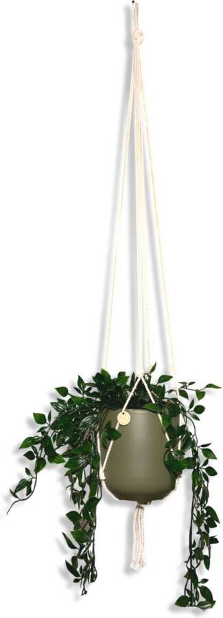 Knoopies Plantenhanger Gebroken Wit 120 cm Katoen Macramé Handgemaakt in Nederland- Let op: Excl. Pot Gratis Verzending