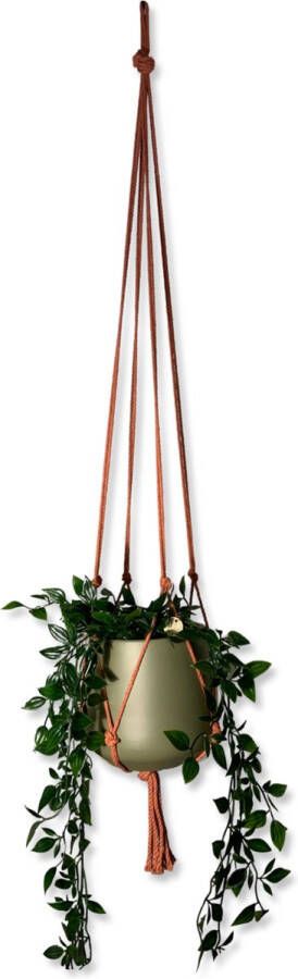 Knoopies Plantenhanger Rood Roestbruin 100 cm Katoen Macramé Handgemaakt in Nederland- Let op: Excl. Pot Gratis Verzending