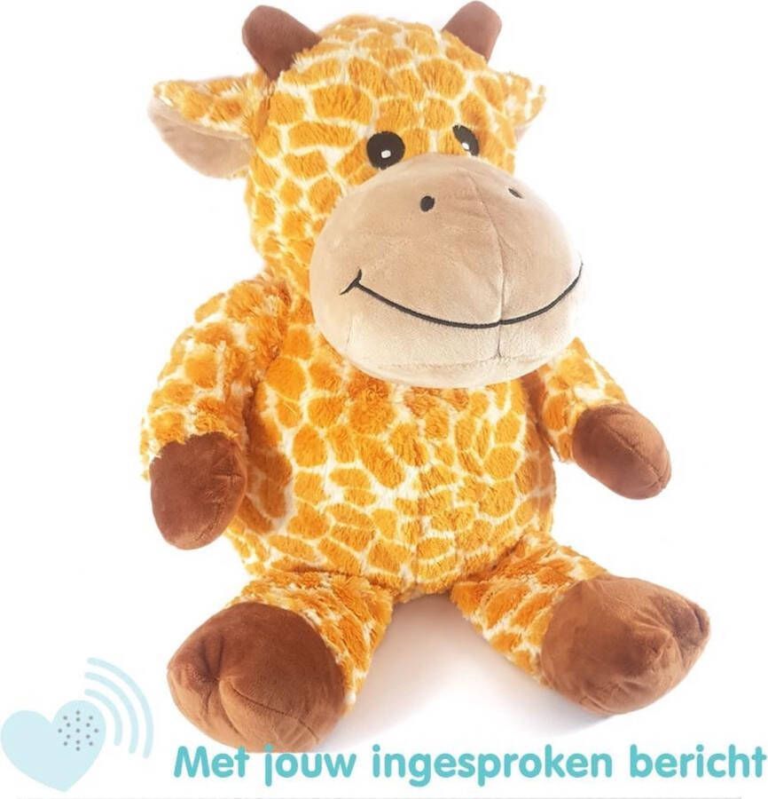 Message in a Cuddle Knuffel met jouw ingesproken bericht Giraffe knuffel 45cm Inclusief Voice Recorder Cadeau: Valentijn – Moederdag – Vaderdag – Jubileum Kraamcadeau Knuffel met geluid met jouw eigen stem Knuffel Boodschap –