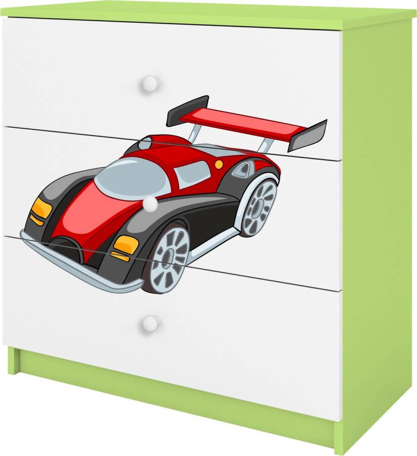 Kocot Kids Ladekast Babydreams groen raceauto Halfhoge kast Groen