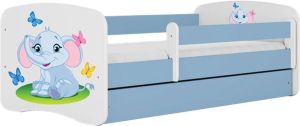 Kocot Kids Bed babydreams blauw babyolifant met lade met matras 140 70 Kinderbed Blauw