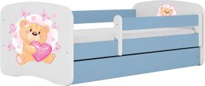 Kocot Kids Bed babydreams blauw teddybeer vlinders met lade zonder matras 160 80 Kinderbed Blauw