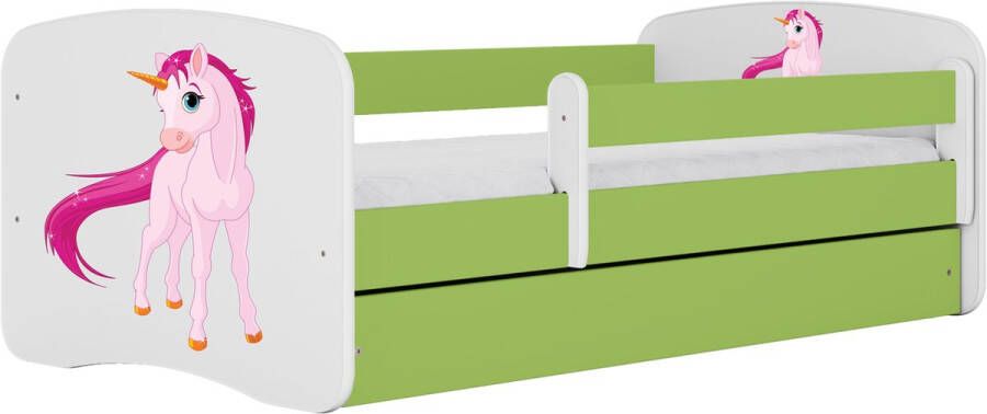 Kocot Kids Bed babydreams groen eenhoorn met lade met matras 140 70 Kinderbed Groen