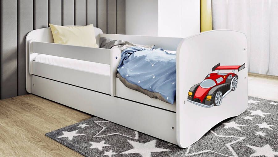Kocot Kids Bed babydreams wit raceauto met lade met matras 140 70 Kinderbed Wit