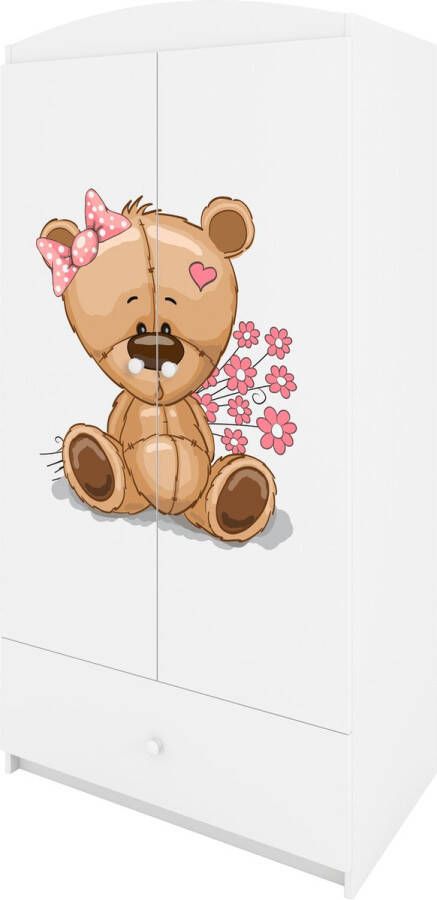 Kocot Kids Kledingkast babydreams wit teddybeer bloemen Halfhoge kast Wit