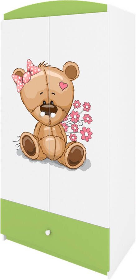 Kocot Kids Kledingkast babydreams groen teddybeer bloemen Halfhoge kast Groen