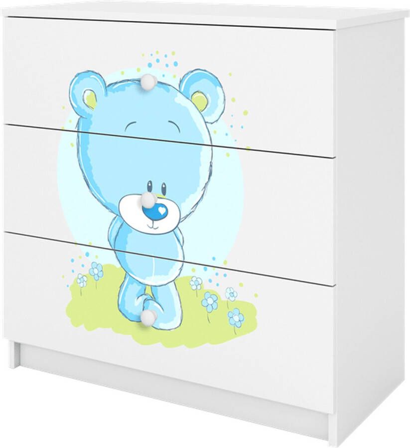 Kocot Kids Ladekast babydreams wit blauw teddybeer Halfhoge kast Blauw