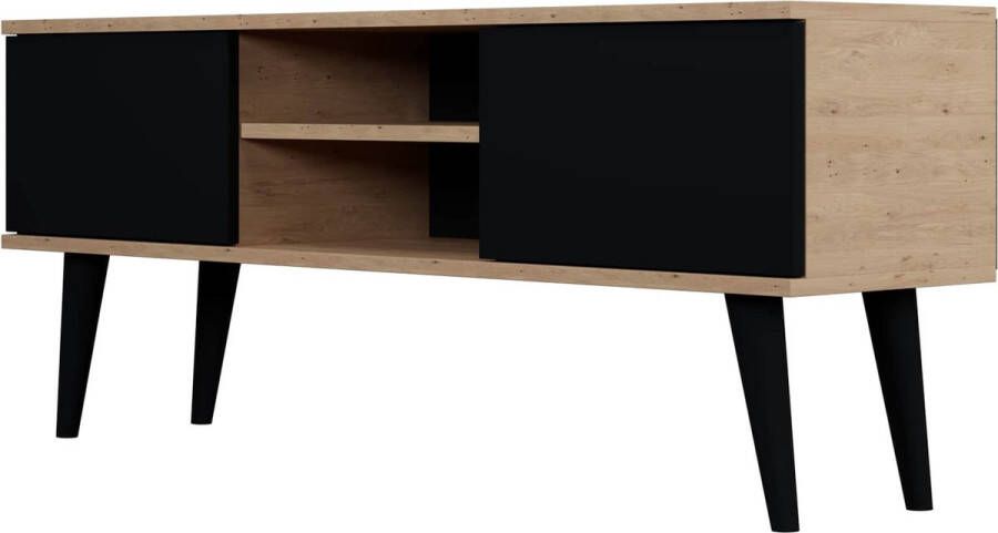 Kocot Toronto TV meubel 120x35*55cm ambachtelijk eiken en zwart