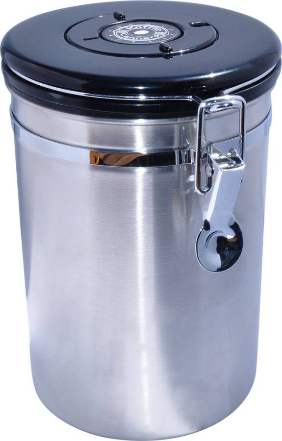 KoffieCanners Koffie Bewaarbus Luchtdicht met CO2 Uitlaat voor 1000 gram Koffieblik Zilver