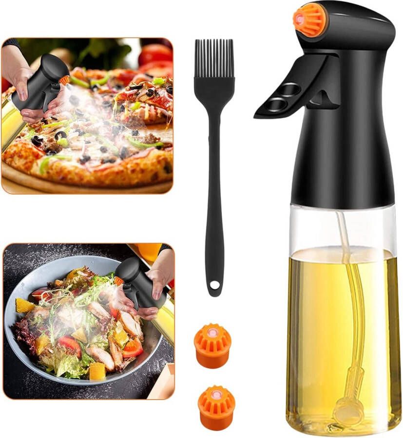 KoGiio Olieverstuiver 7 oz 200 ml geavanceerde upgrade azijn-olijfoliesproeier om te koken transparante oliespuitfles met borstel om te koken barbecue pasta salades bakoliedispenser wit