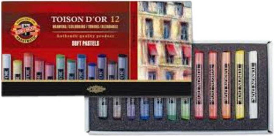 Koh-i-Noor Pastelkrijt toison 8512 rond 12 assorti Set a 12 stuk 6 stuks