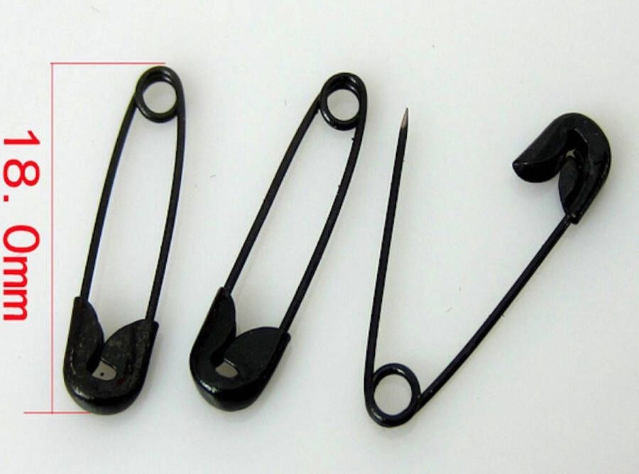 Koh-i-Noor Ring mini veiligheidsspeldjes zwart 18 mm 12 spelden zwart klein voor rugnummers of mondkapjes
