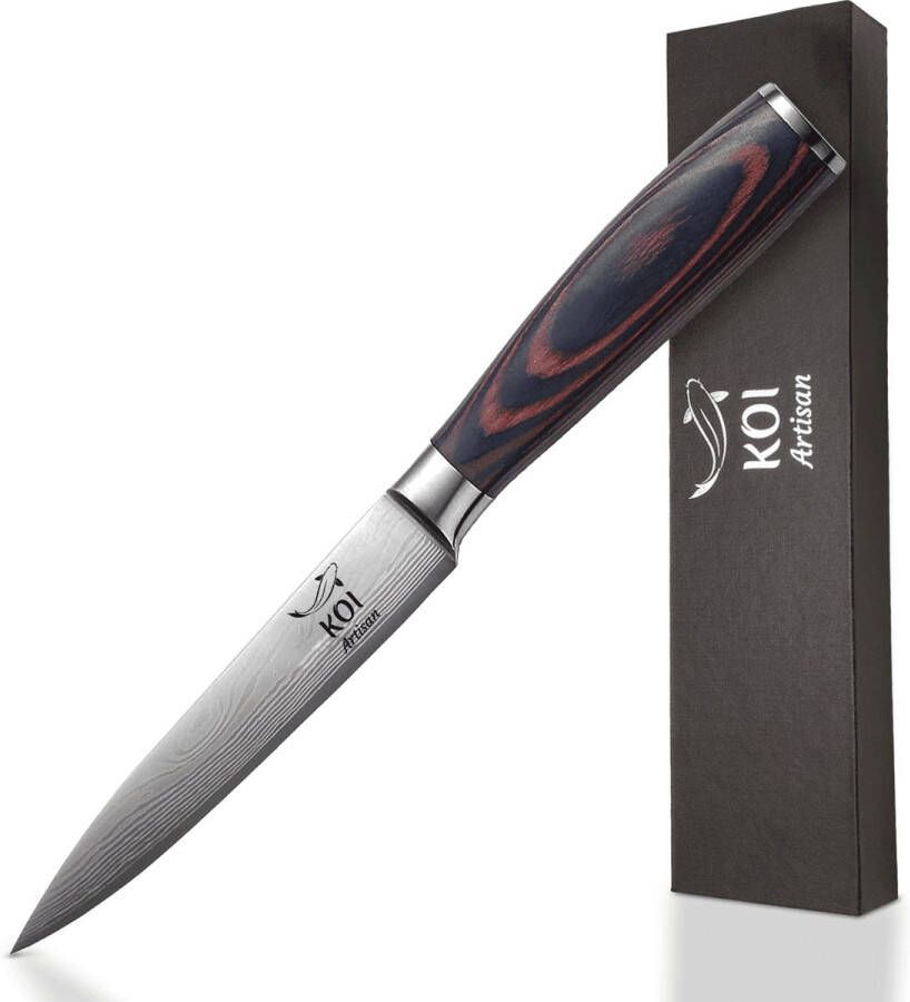 ‎KOI ARTISAN KOI Artisan Koksmes 12 7 cm Scheermesscherp Lemmet Professionele Chef Messen Japanse Messen van Hoog Koolstof Roestvrij Staal Bestand tegen Vlekken en Corrosie