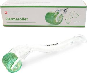Koi Beauty Professional Dermaroller with 200 Real Micro Needles Home Needle Roller for Body for Men and Women 2.00m groen