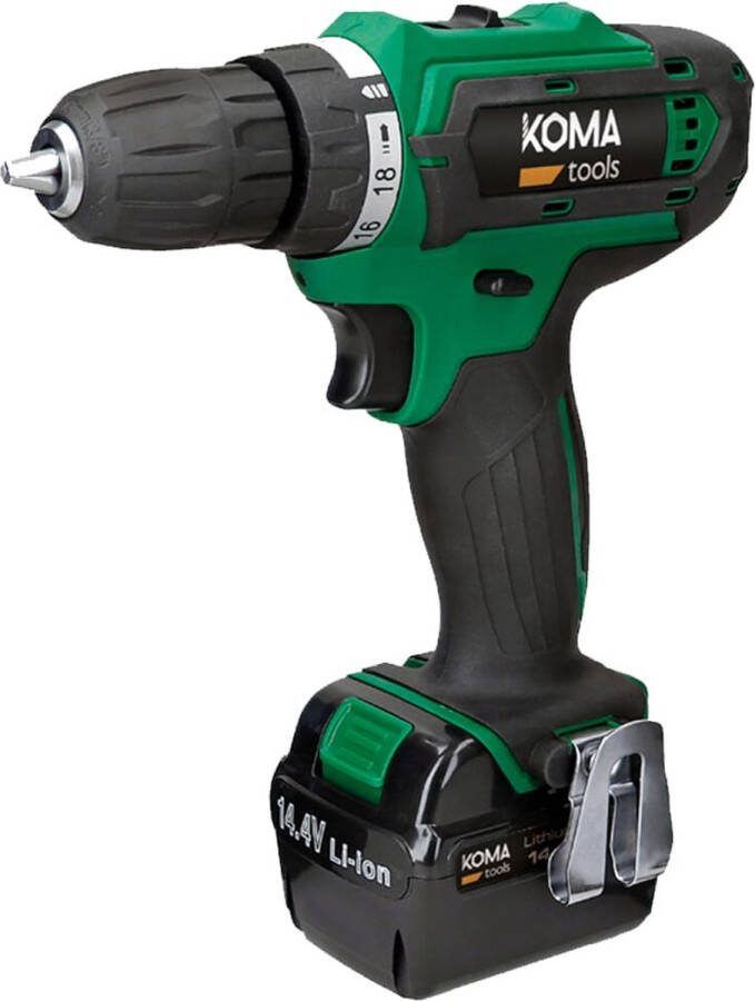 Koma Tools Accu Boor- Schroefmachine 14.4V Incl. 2x 14.4V Li-ion accu's & Opbergkoffer
