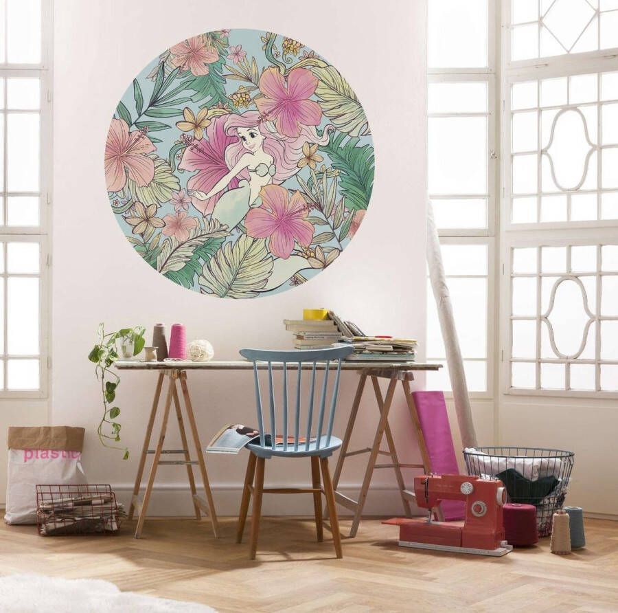 Komar Vliesbehang Ariel Ocean Flowers 125 x 125 cm (breedte x hoogte) rond en zelfklevend (1 stuk)