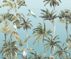 Komar Fotobehang Forêt de Palmiers gedessineerd botanisch in bloemmotief vlies wand plafond schuin (set 1 stuk)