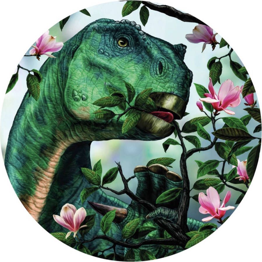 Komar Iguanodon eating Flowers Vlies Zelfklevend Fotobehang 125x125cm 1-Deel