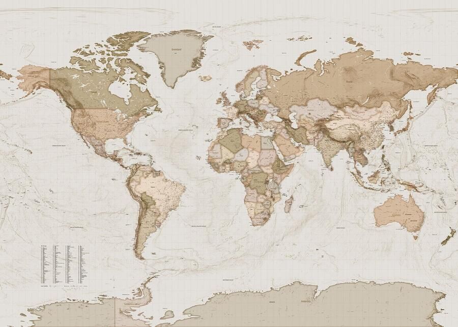 Komar Vliesbehang Digitale print vlies Earth Map Afmeting 350 x 250 cm
