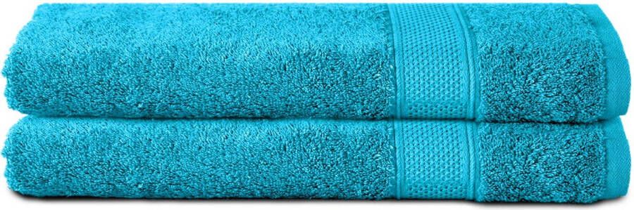 Komfortec 2x Handdoek 50x100 100% Katoen – Handdoekenset Zacht Turquoise