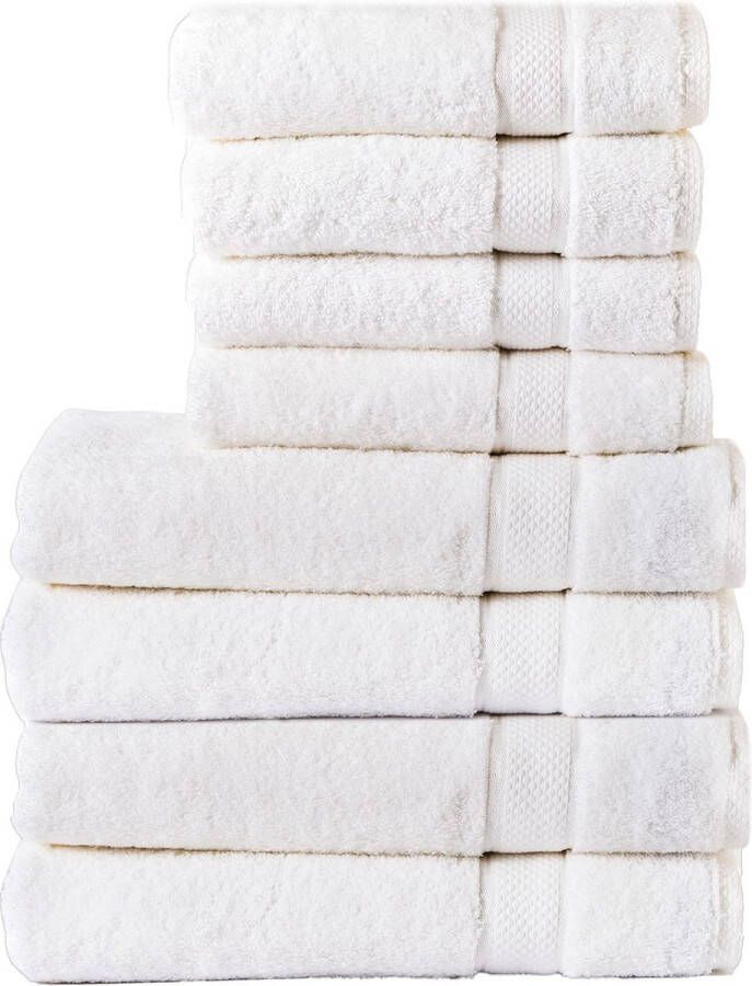 Komfortec Handdoekenset 4x badhanddoek 50x100 cm + 4x handdoek 70x140 cm 100% Katoen Wit