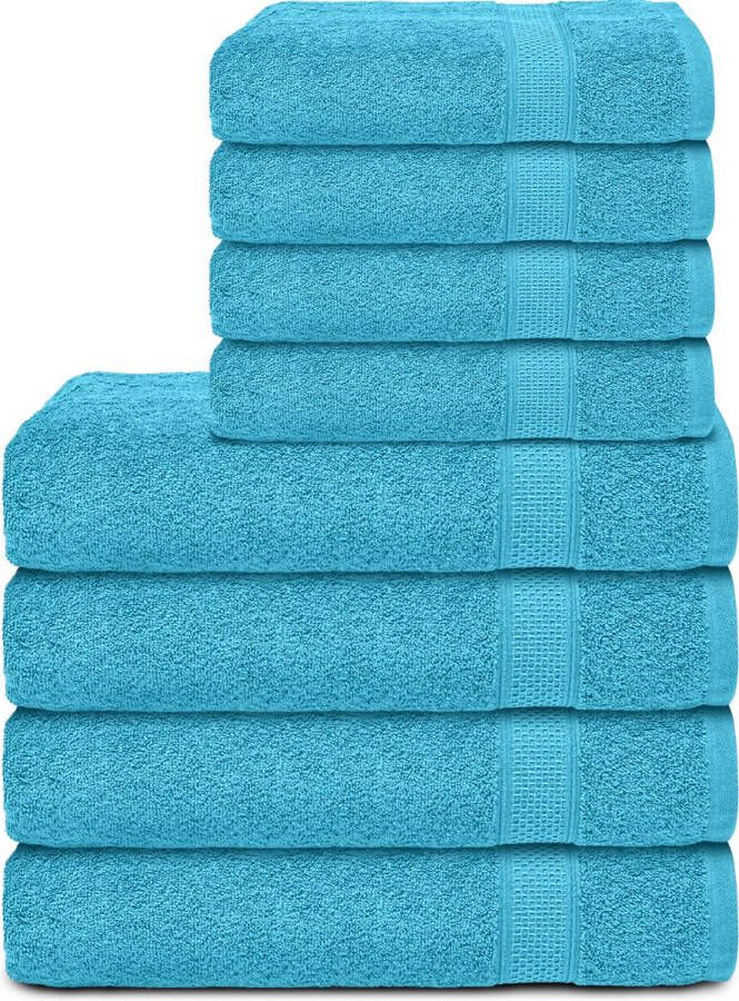Komfortec Handdoekenset 4x badhanddoek 70x140 cm + 4x handdoek 50x100 cm 100% Katoen Turquoise