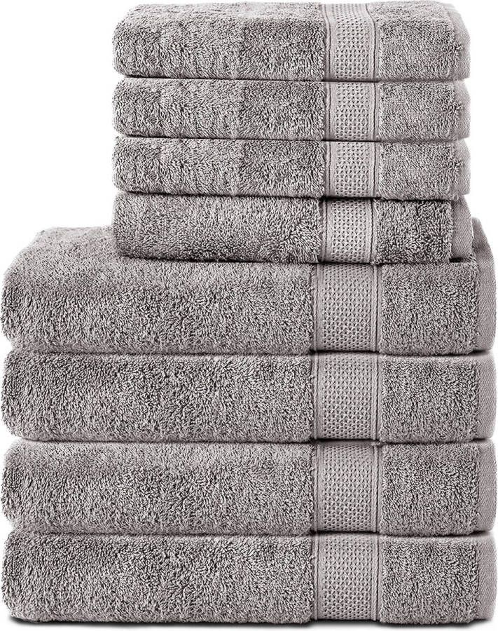 Komfortec Handdoekenset 4x badhanddoek 70x140 cm + 4x handdoek 50x100 cm 100% Katoen Zilver