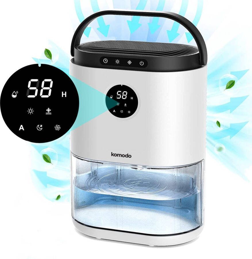 Komodo Luchtontvochtiger ontvochtigt 800 ml per dag Geschikt voor Slaapkamer Badkamer Kelder Dehumidifier