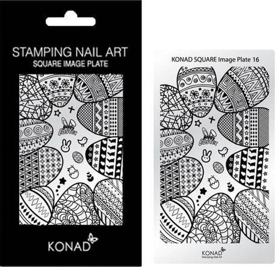 Konad Square Image Plate 16 met 19 stamping nail art geïnspireerd door ' PASEN EASTER '.