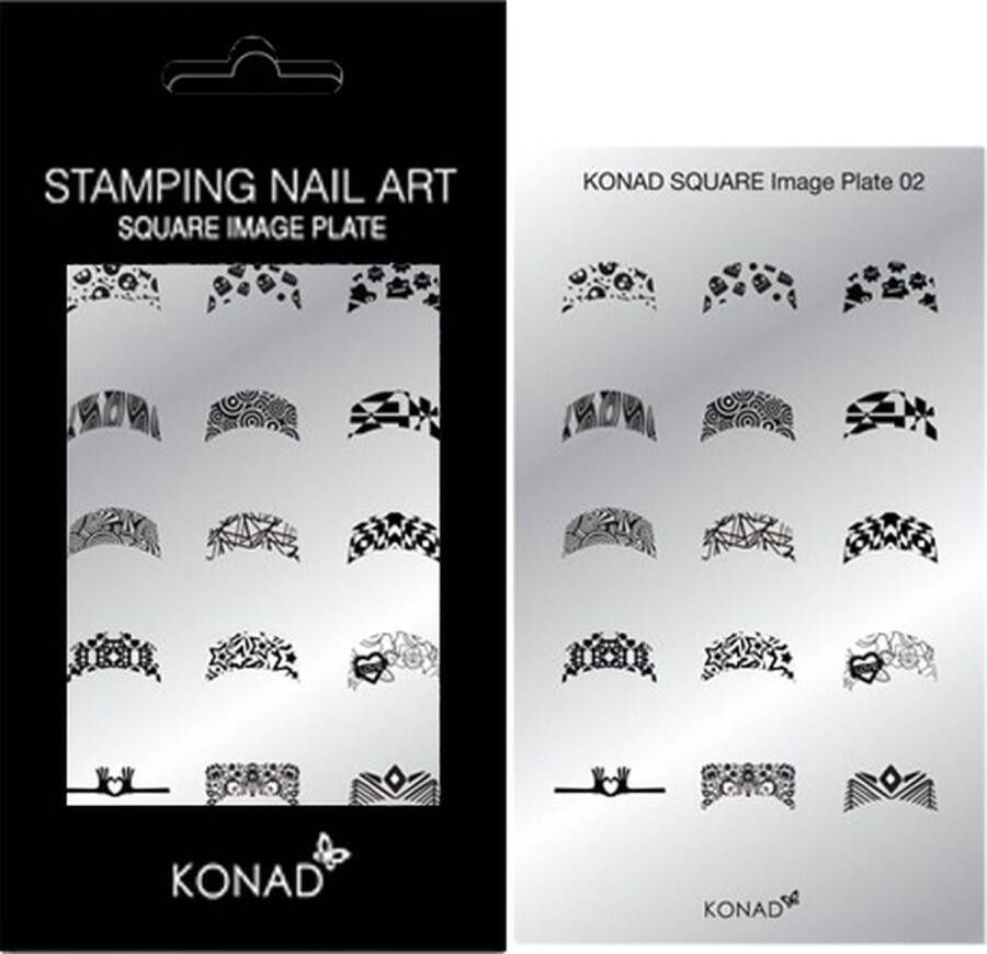 Konad Square nagel stempelplaat 02 met 15 ' FRENCH MANICURE ' nagel stempel motieven.