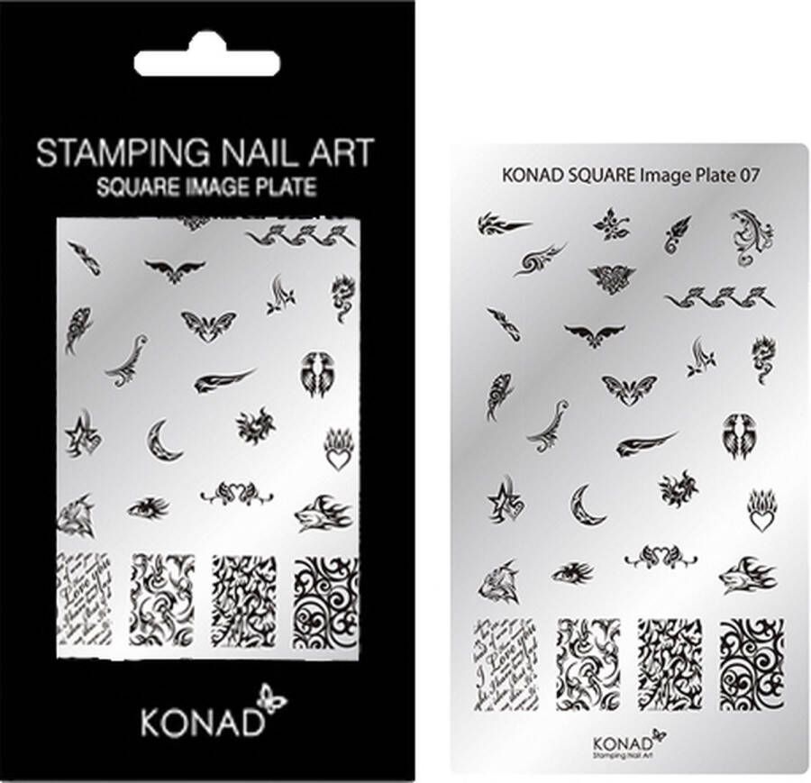 Konad Square plate 07 met 28 ' TRIBAL FLAME ' stamping nail art.
