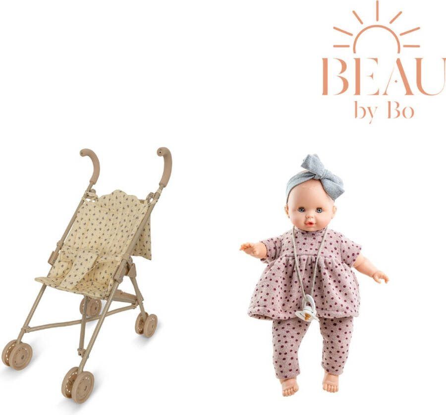 Konges Sløjd BEAU by Bo poppenwagen Stroller Point Blue Butter met Paola Reina pop Sonia