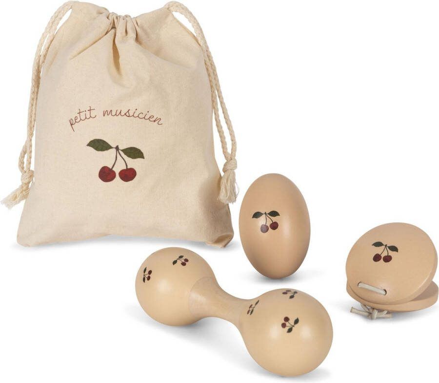 Konges Sløjd Houten Muziekset Maracas rammelaar ei en hand castagnette Cherry