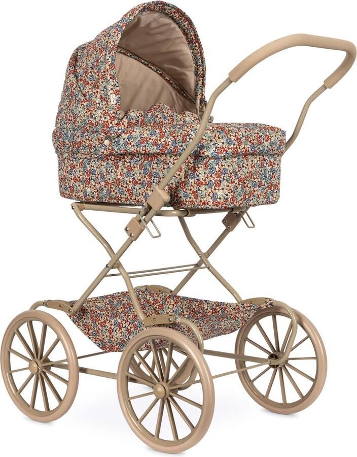 Konges Sløjd Poppenwagen Doll Pram Vintage Opvouwbaar Rosier Rouge